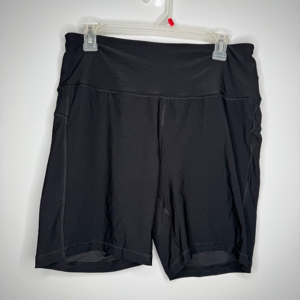 NYL Athletic Biker Shorts Womens XL Black High Rise Pockets Stretch CL5715TMR